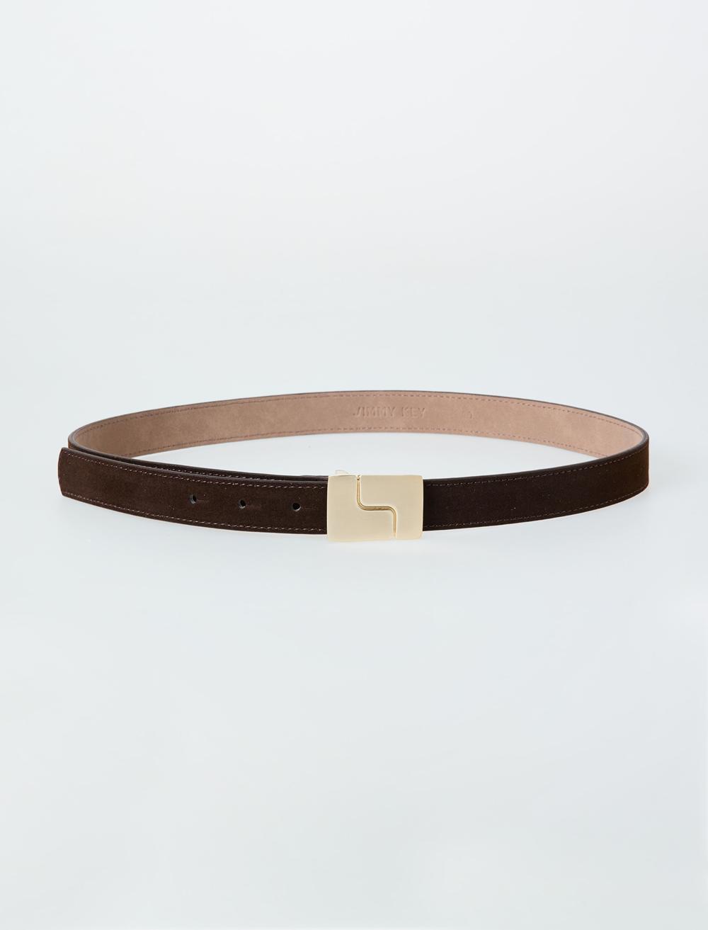 Deri Görünümlü Kare Tokalı Kemer