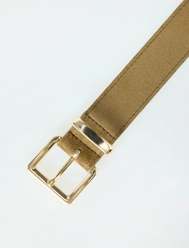 Bayan Haki Deri Görünümlü Süet Kemer