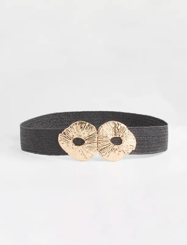 Women  Elastic Belt with Buckle Detail