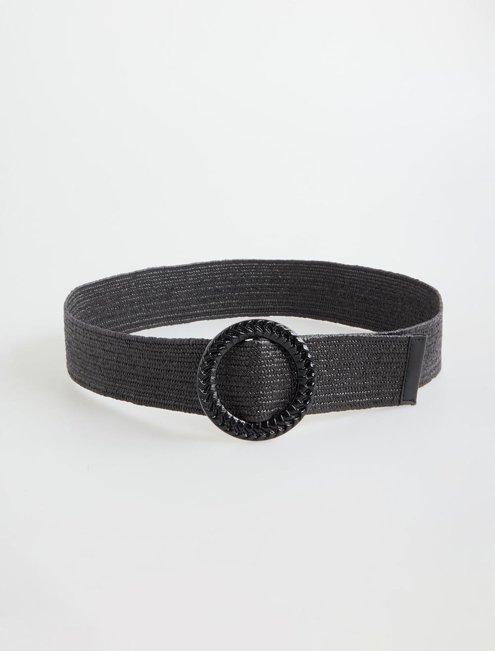 Yuvarlak Tokalı Simli Kemer