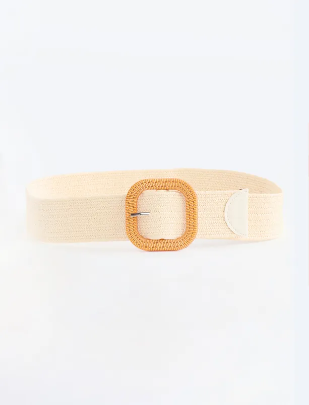Women  Buckle Detailed Wicker Belt