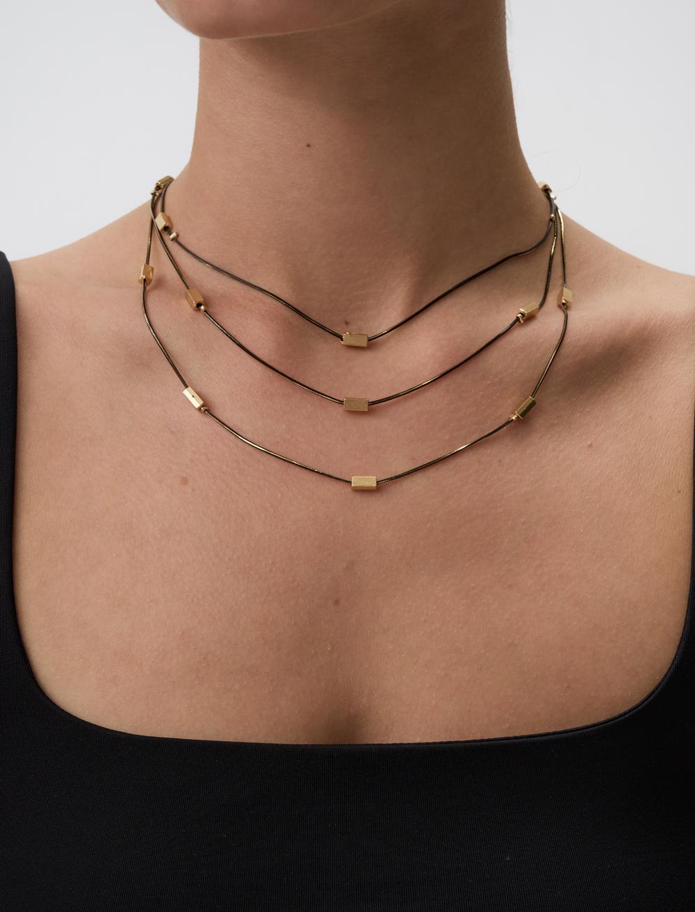 Üçlü Dikdörtgen Figürlü Ayarlanabilir Kolye