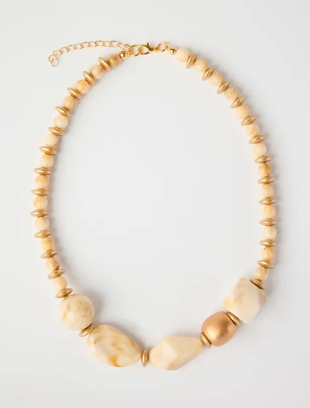 Bayan  Büyük Boncuk Detaylı Ayarlanabilir Kolye