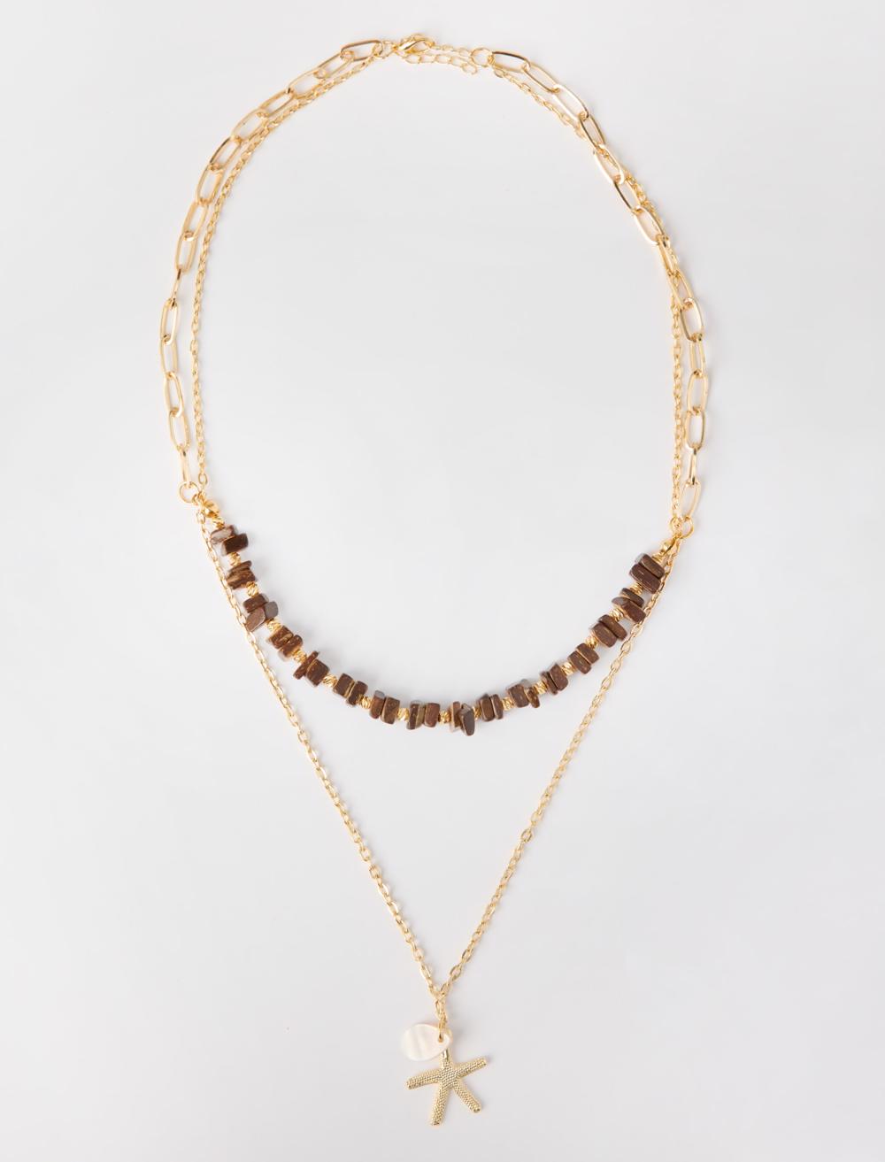 Yıldız Figürlü Doğal Taş Detaylı Kolye