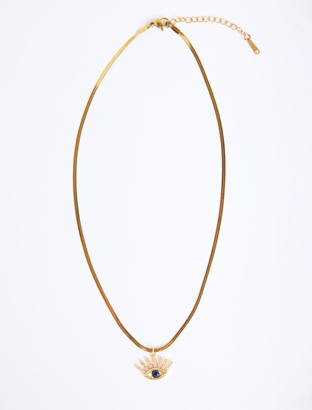 Göz Figürlü Ayarlanabilir İtalyan Zincir Kolye