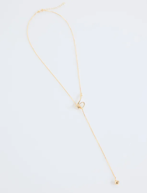 Women Yellow Long Adjustable Necklace with Twisted Figures