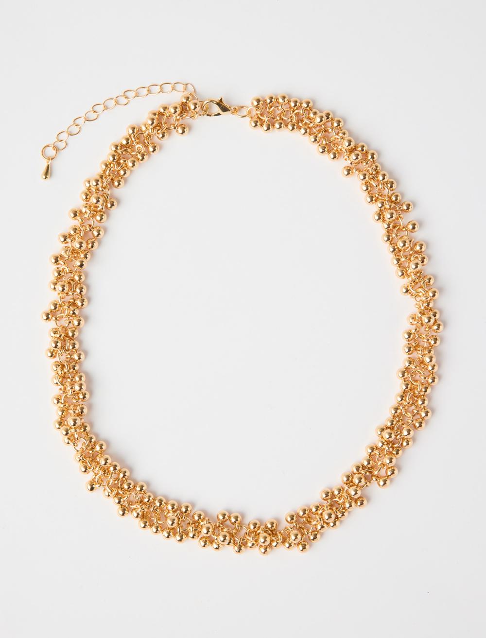 Çoklu Metal Top Detaylı Parlak Kolye