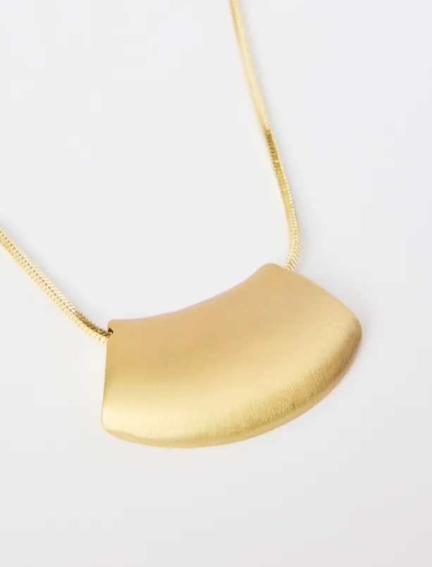 Bayan Sarı Parlak Levha Detaylı Ayarlanabilir Kolye