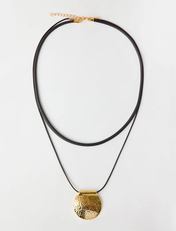 Bayan  Parlak Oval Figürlü Ayarlanabilir Kolye