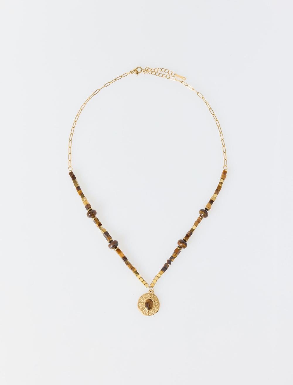 Etnik Figürlü Taş Detaylı Kolye