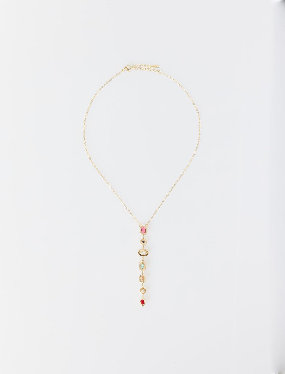 Geometrik Taş Figürlü Ayarlanabilir Çelik Kolye