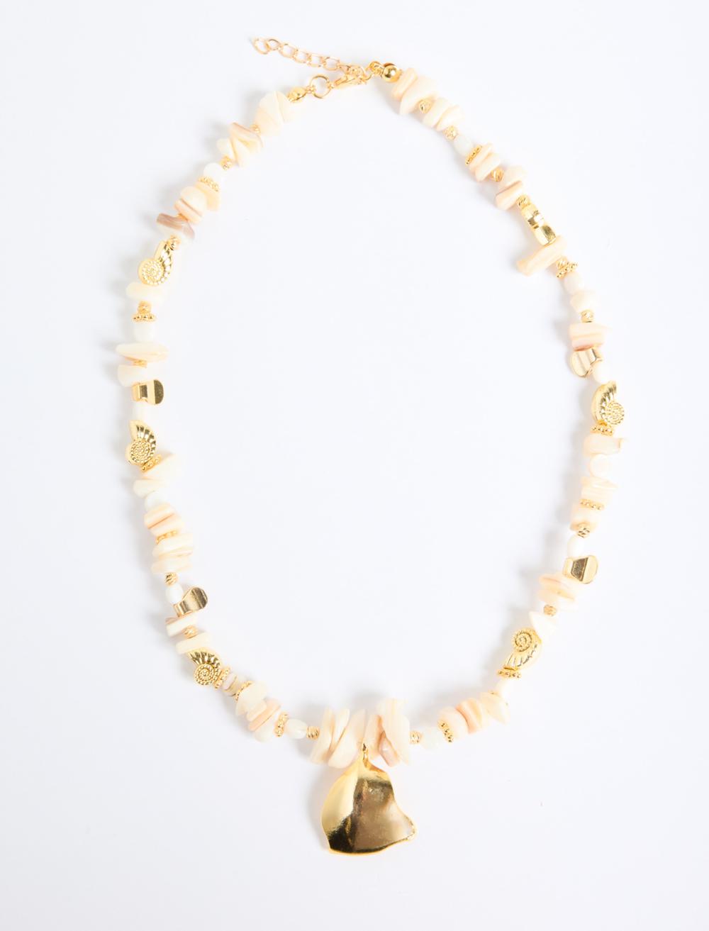 Metal Figürlü Doğal Taş Detaylı Kolye