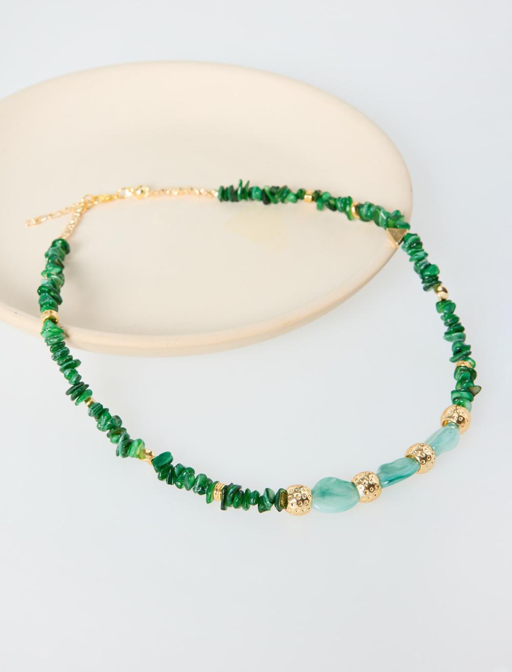 Boncuklu Parlak Metal Top Figürlü Ayarlanabilir Kolye