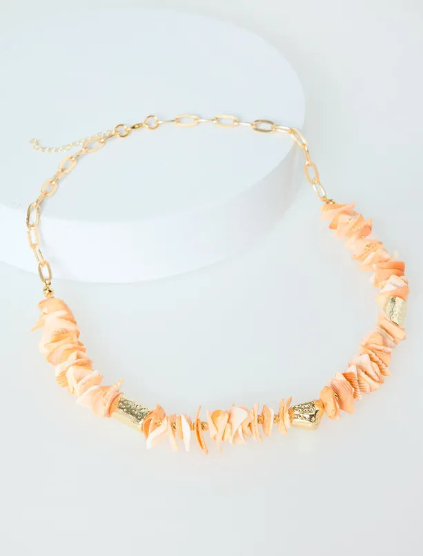 Bayan  Deniz Kabuğu Figürlü Kalın Zincirli Kolye