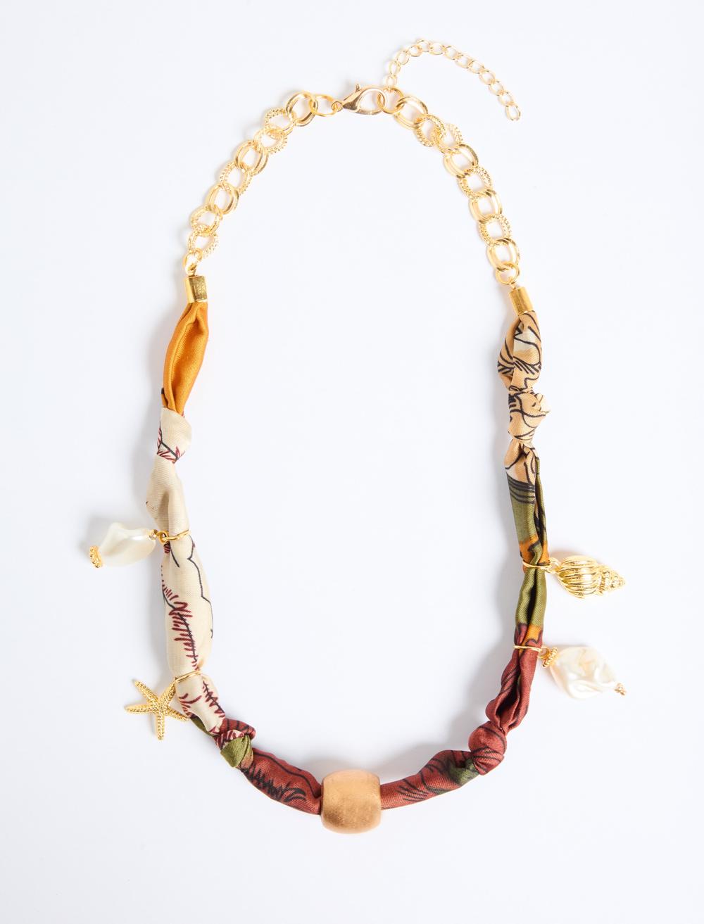 Deniz Kabuğu Detaylı Eşarp Kolye