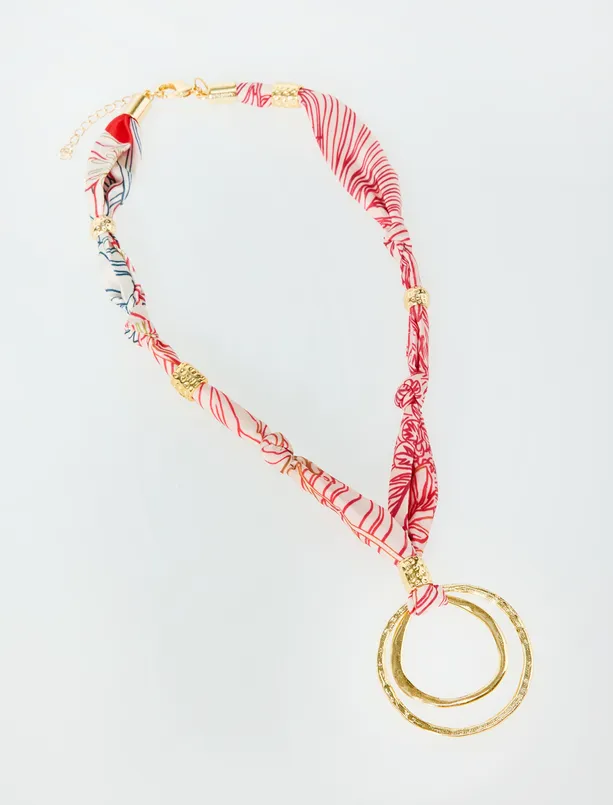 Bayan  İkili Yuvarlak Figürlü Eşarp Kolye