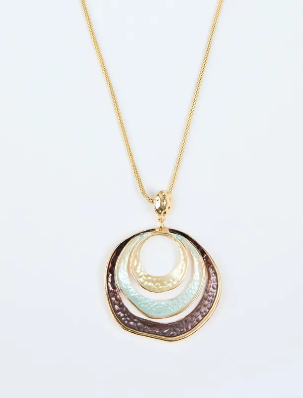 Bayan Beyaz Üçlü Oval Figürlü Kolye