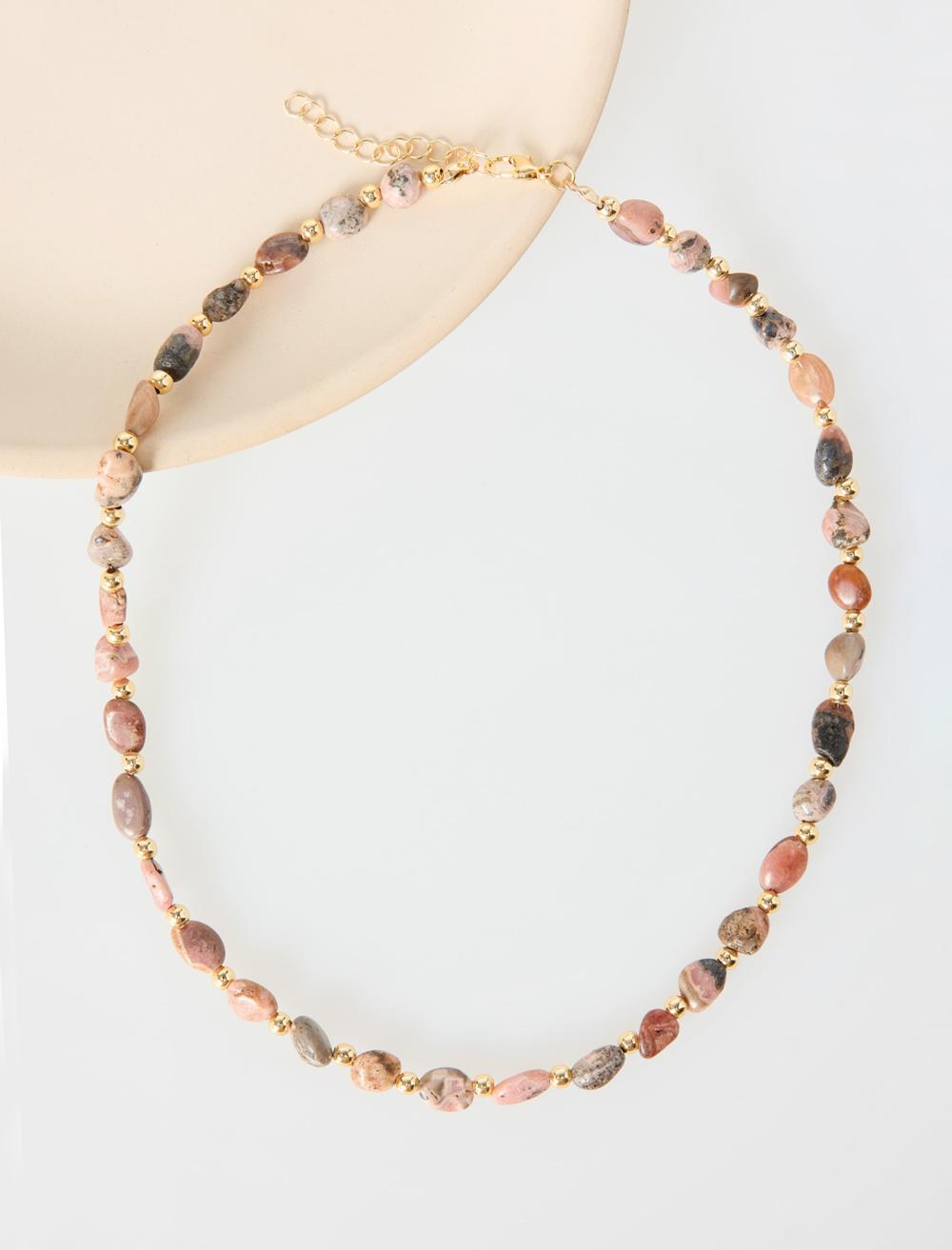 Asimetrik Doğal Taşlı Ayarlanabilir Kolye