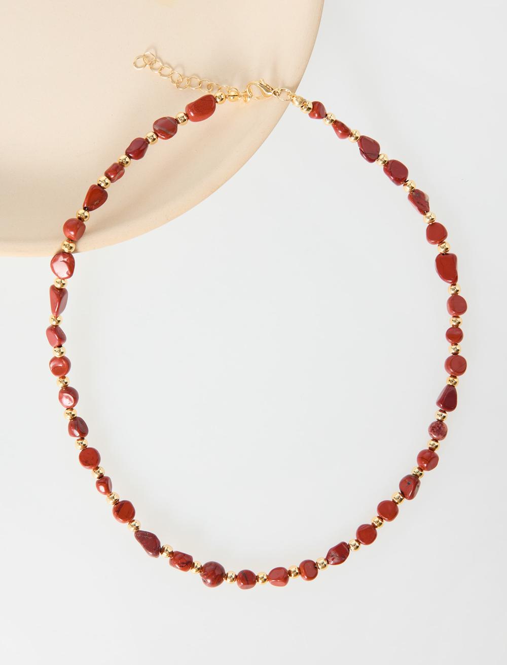 Asimetrik Doğal Taşlı Ayarlanabilir Kolye