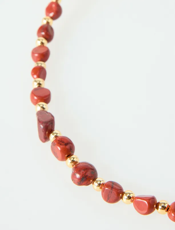Women Claret Red Asymmetric Natural Stone Adjustable Necklace