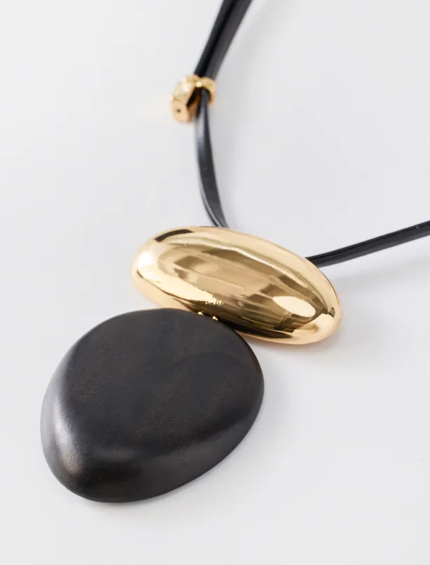 Women Black Bohemian Retro Necklace with Metal Charms