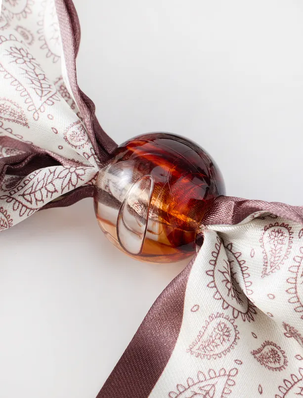 Women Brown Patterned Scarf and Accessory-Detailed Necklace