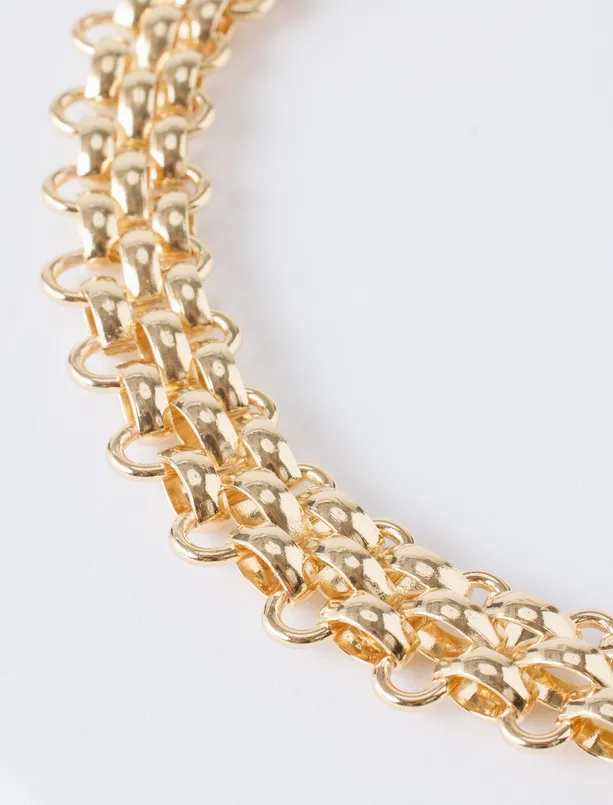 Women Yellow Woven Choker Necklace