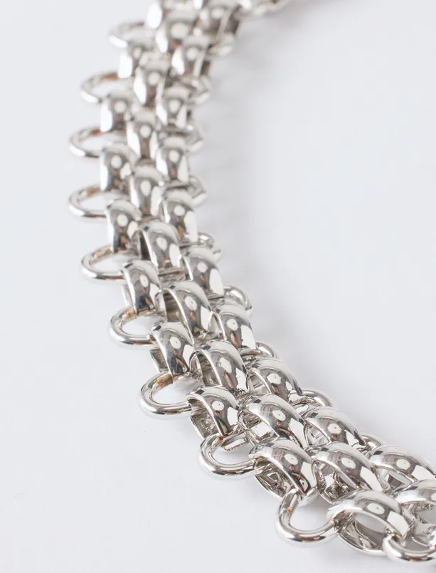 Women Grey Woven Choker Necklace