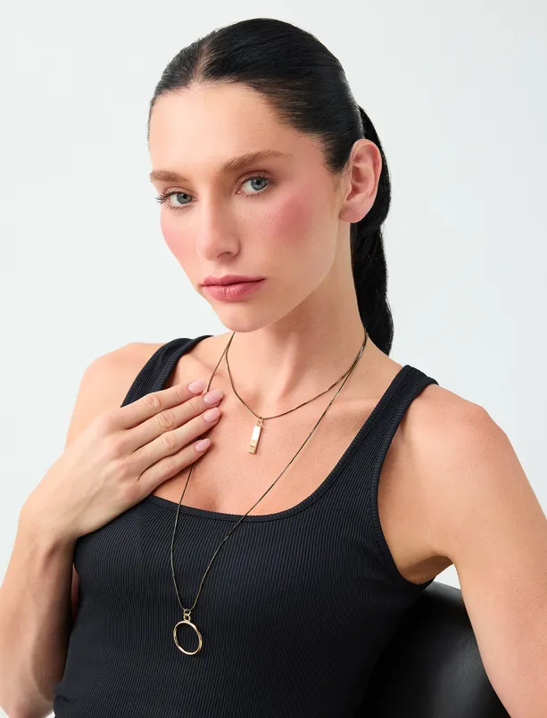 Women  Detailed Double-Row Ring Necklace
