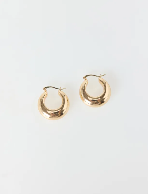 Bayan Sarı Parlak Halka Küpe