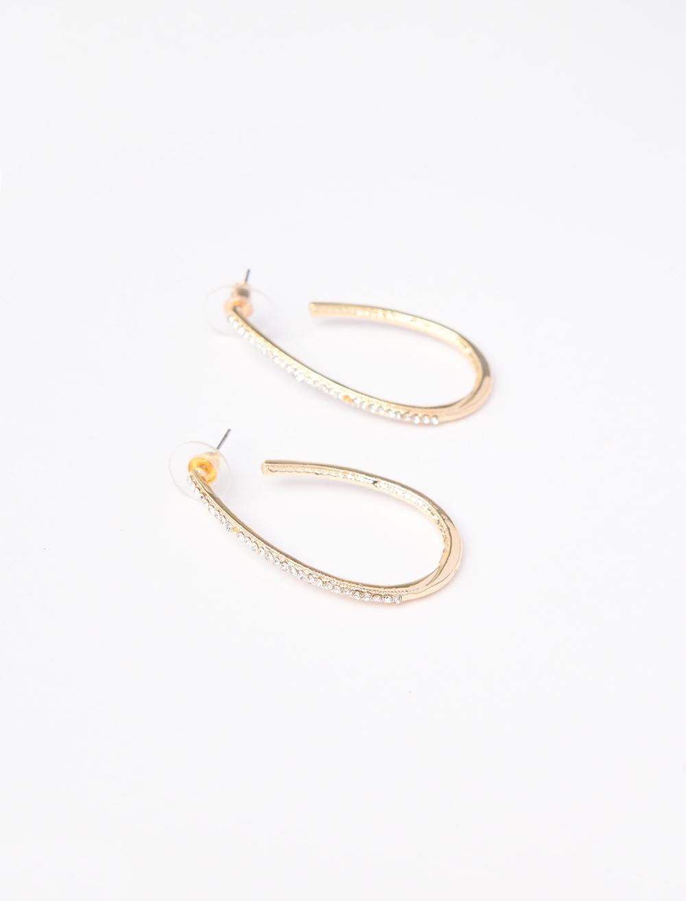 Parlak Taşlı Büyük Halka Küpe