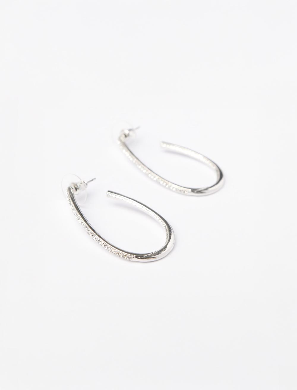 Parlak Taşlı Büyük Halka Küpe