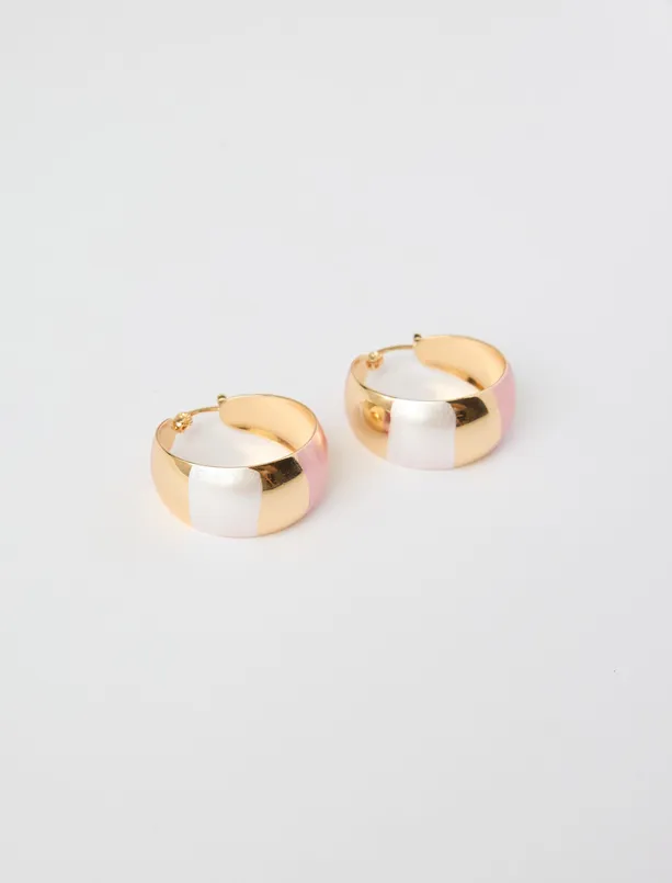 Bayan  Renk Bloklu Halka Küpe