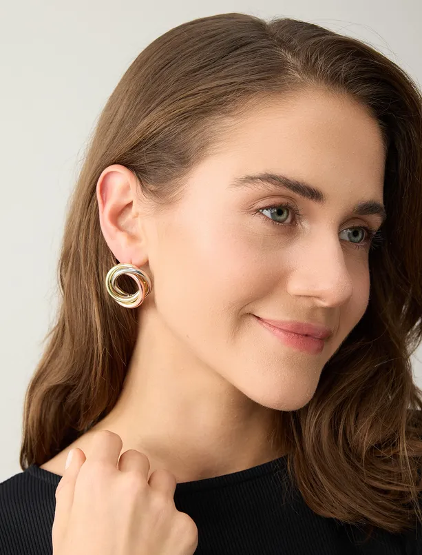 Bayan Sarı Sarmal Küpe