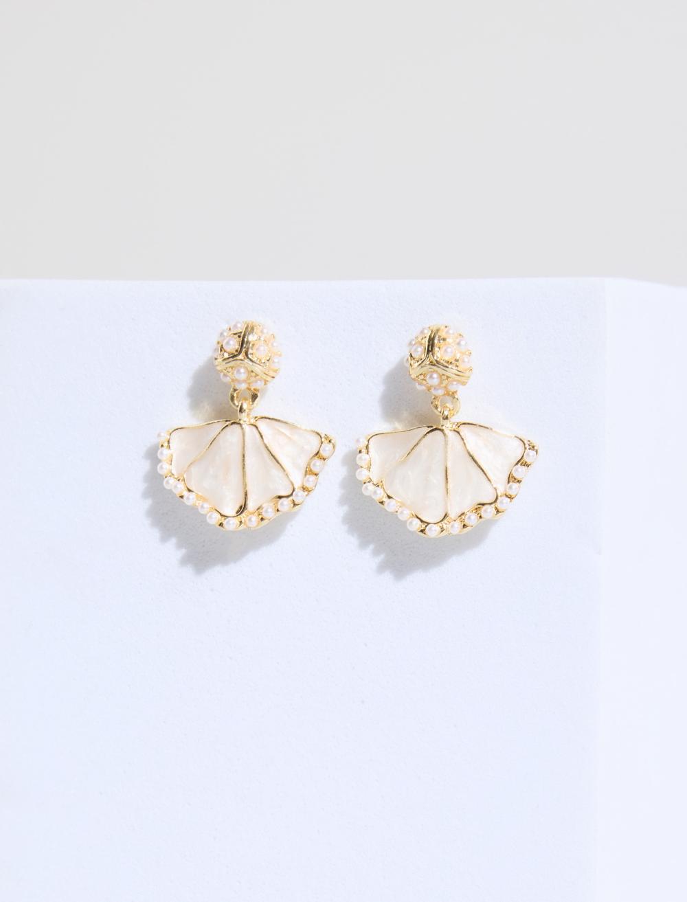 Yelpaze Figürlü İncili Küpe