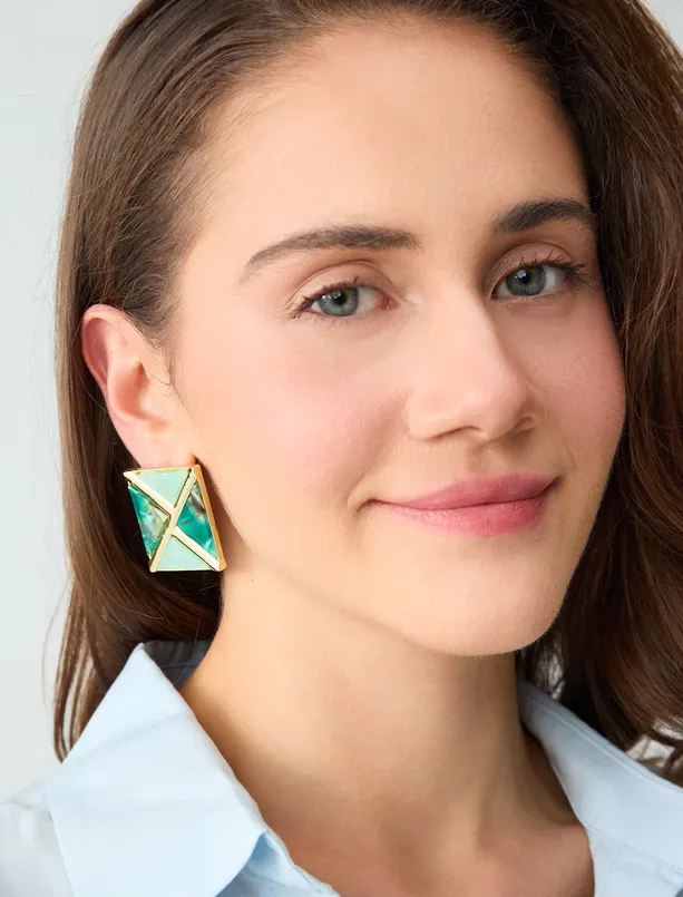 Bayan  Geometrik Figürlü Renkli Modern Küpe