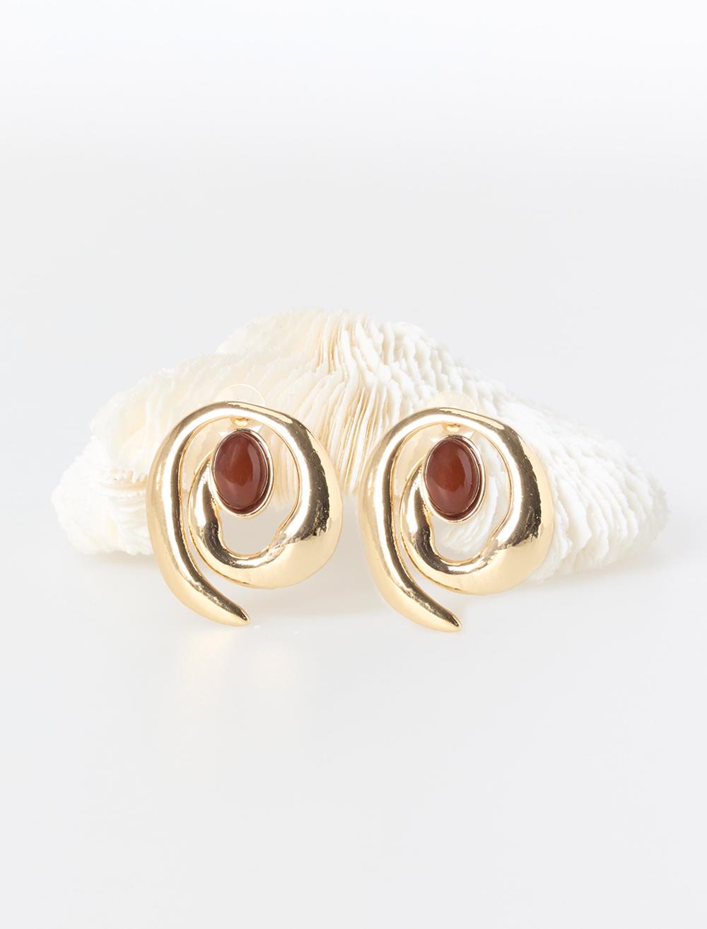 Sarmal Figürlü Büyük Taşlı Küpe