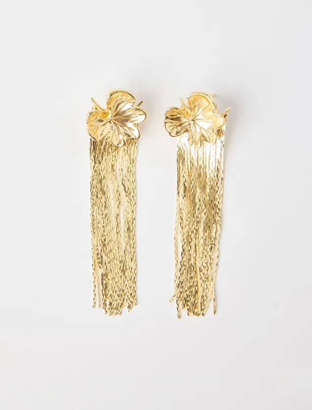 Bayan  Yaprak Figürlü Sallantılı Küpe