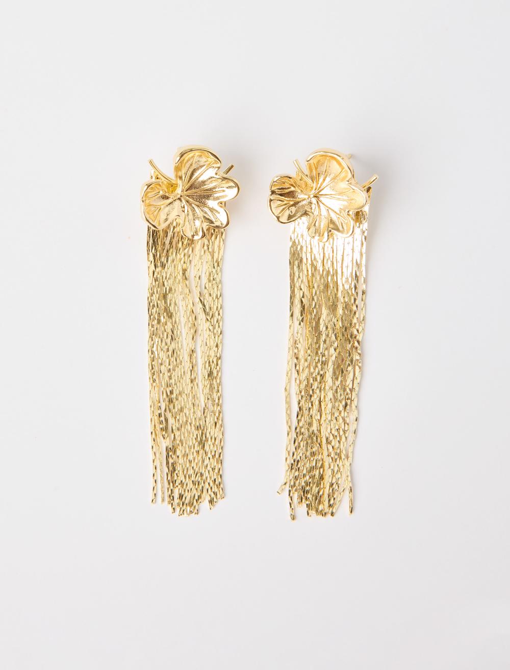 Yaprak Figürlü Sallantılı Küpe