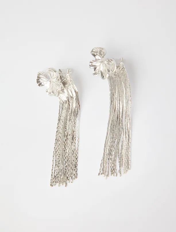 Bayan  Yaprak Figürlü Sallantılı Küpe