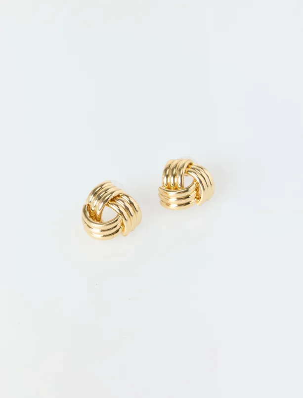 Bayan Sarı Burgu Formlu Parlak Küpe