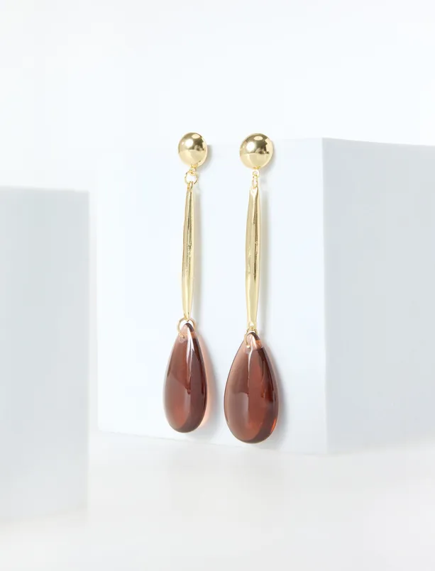 Bayan  Oval Figürlü Parlak Sallantılı Küpe