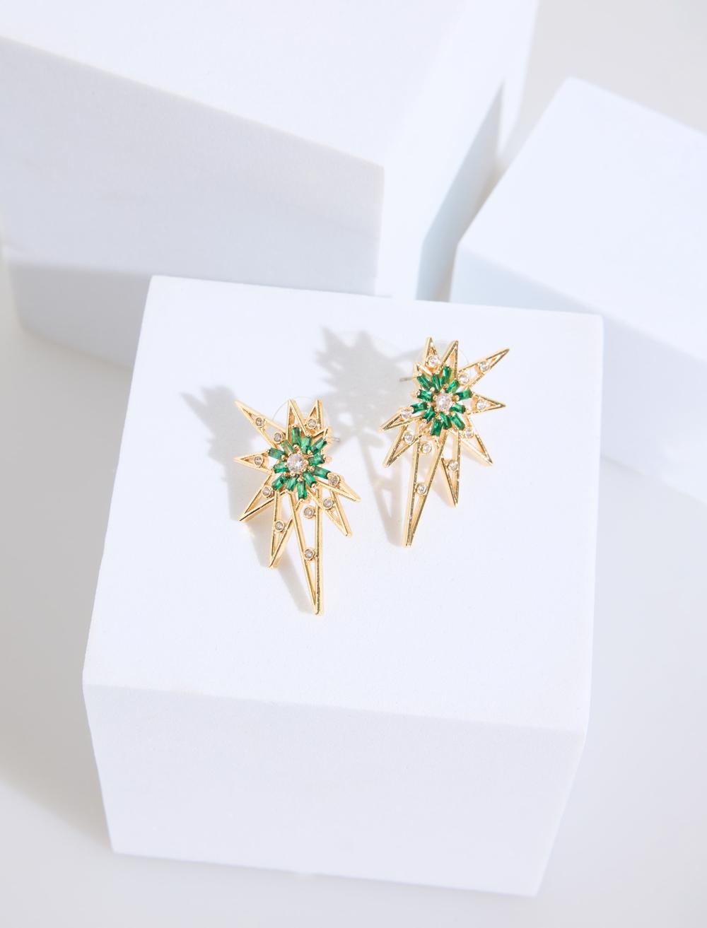 Soyut Figürlü Taşlı Küpe