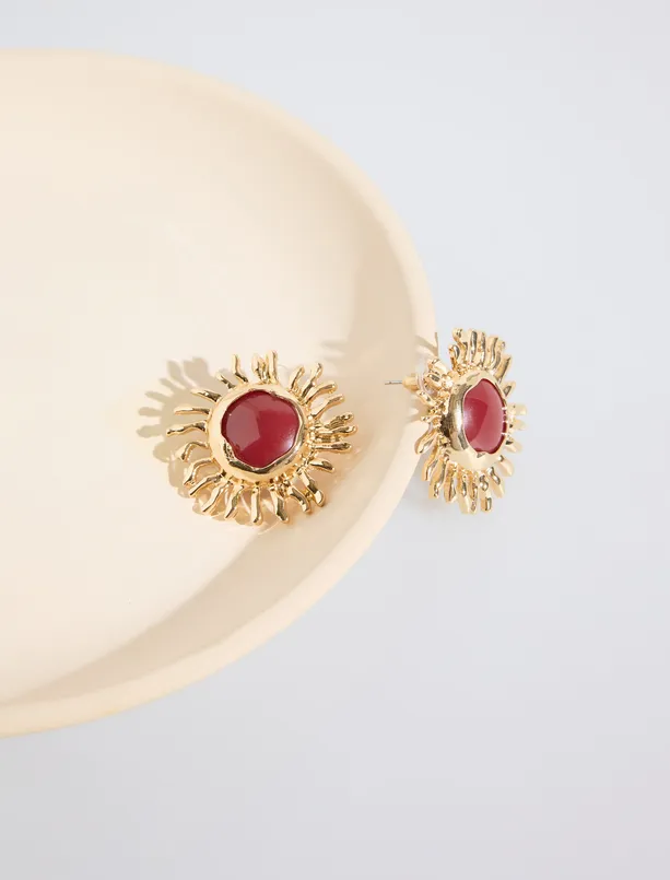 Bayan  Güneş Figürlü Parlak Zarif Küpe