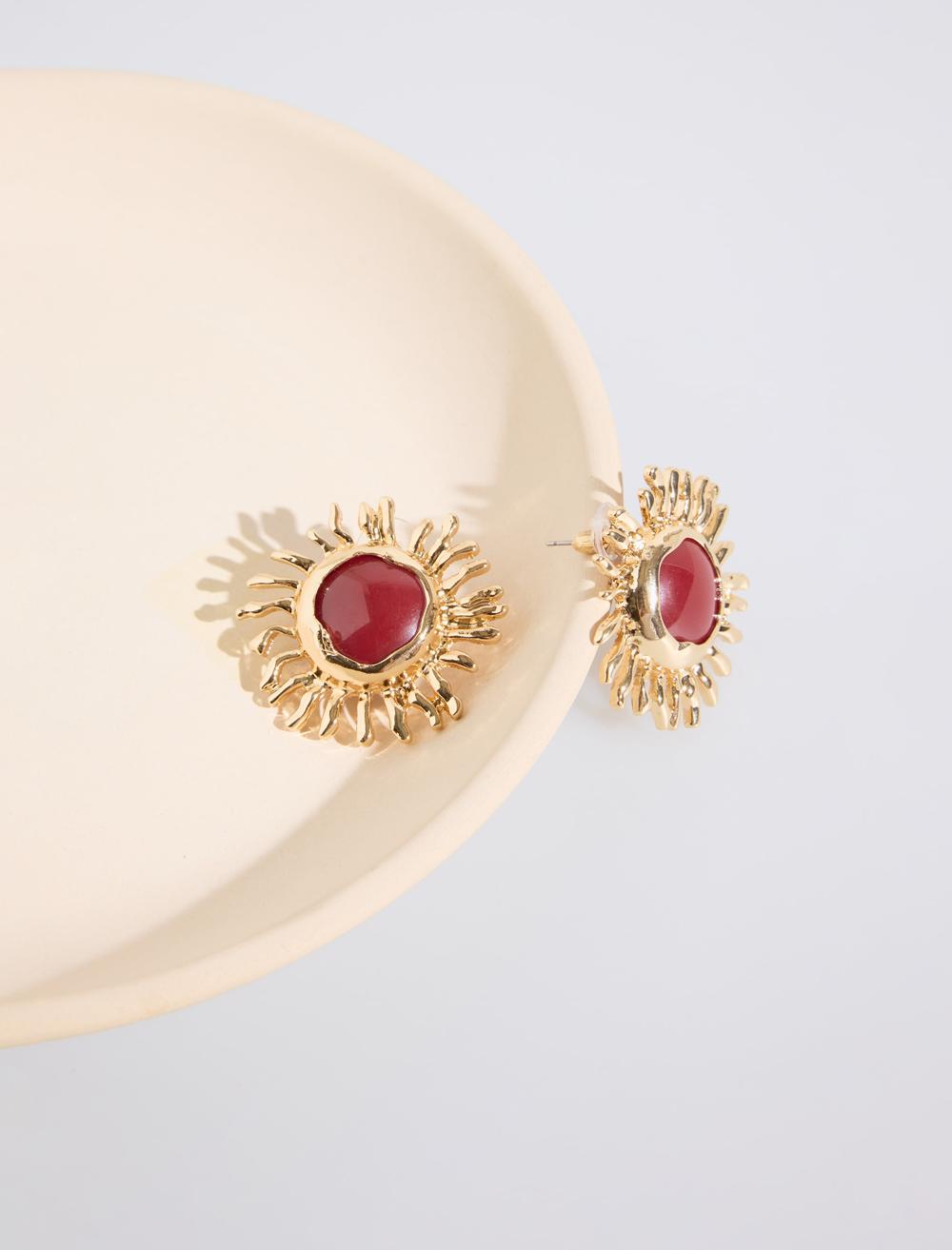 Güneş Figürlü Parlak Zarif Küpe