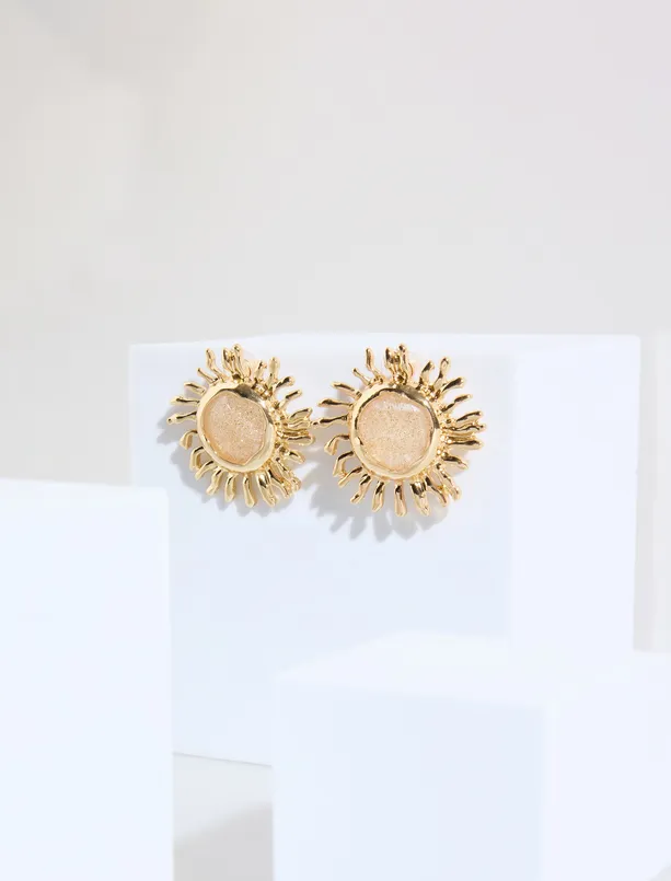 Bayan  Güneş Figürlü Parlak Zarif Küpe