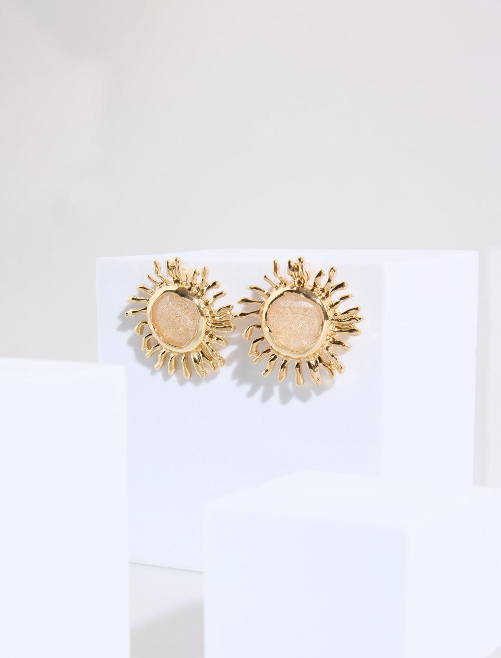 Güneş Figürlü Parlak Zarif Küpe