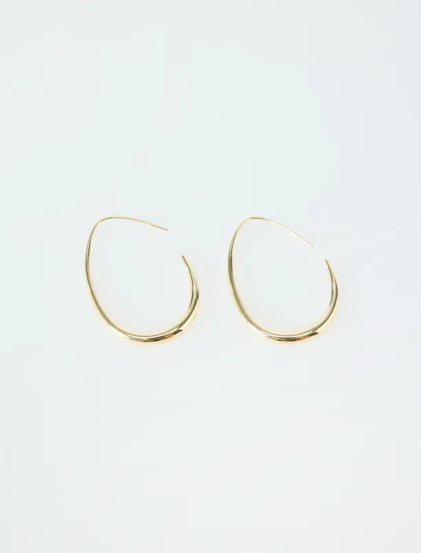 Bayan Sarı İnce Parlak Halka Küpe