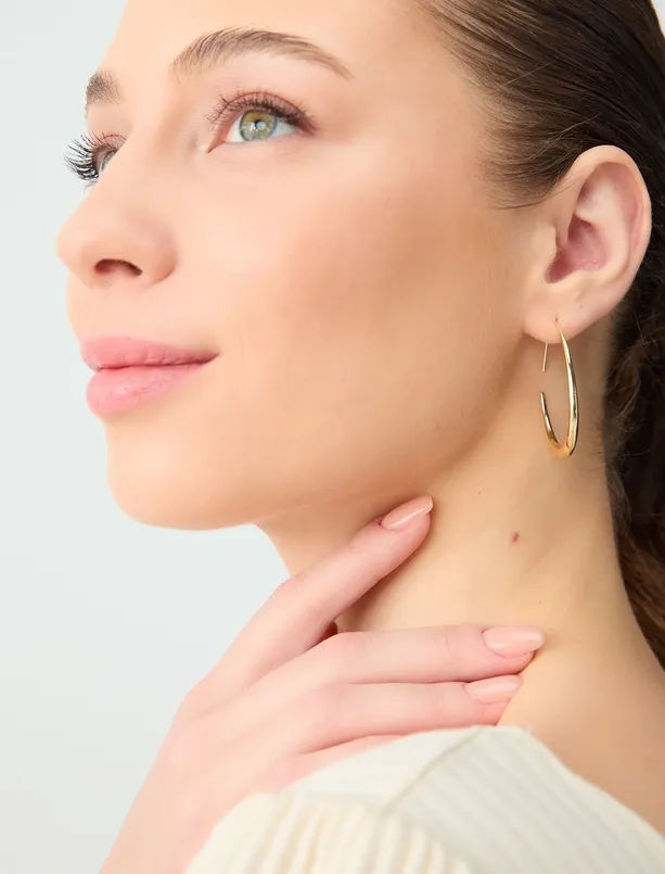 Bayan  İnce Parlak Halka Küpe