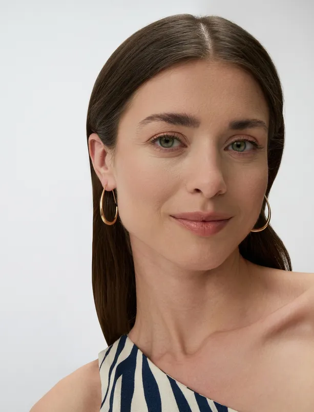 Bayan  İnce Parlak Halka Küpe